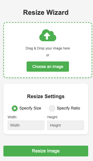 Resize Wizard Interface